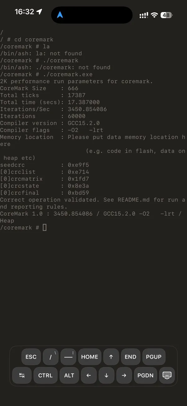 iPhone 上的 CoreMark